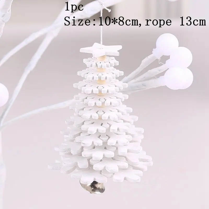 white snowflake Рождественские украшения, деревянные подвески, новогодние Подвесные Подарки, украшение на елку, сделай сам, дерево, ремесло, для дома, свадьбы, Navidad, Декор - Цвет: white snowflake