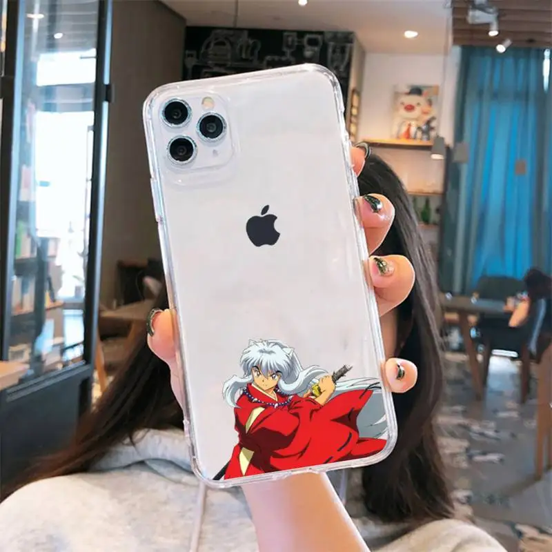 

Anime inuyasha Phone Case Transparent for iPhone 6 7 8 11 12 s mini pro X XS XR MAX Plus cover funda shell