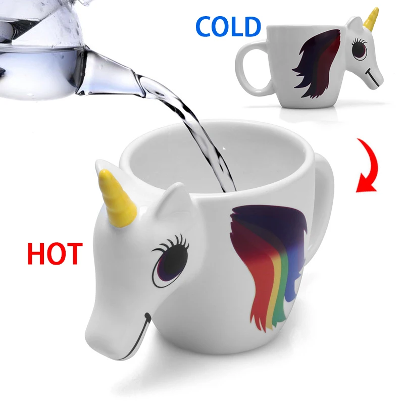 

300 мл 3D меняющая цвет керамическая кружка температура Единорог кофе чай молоко чашка для горячей воды посуда для напитков Цвет Новый Рождес...