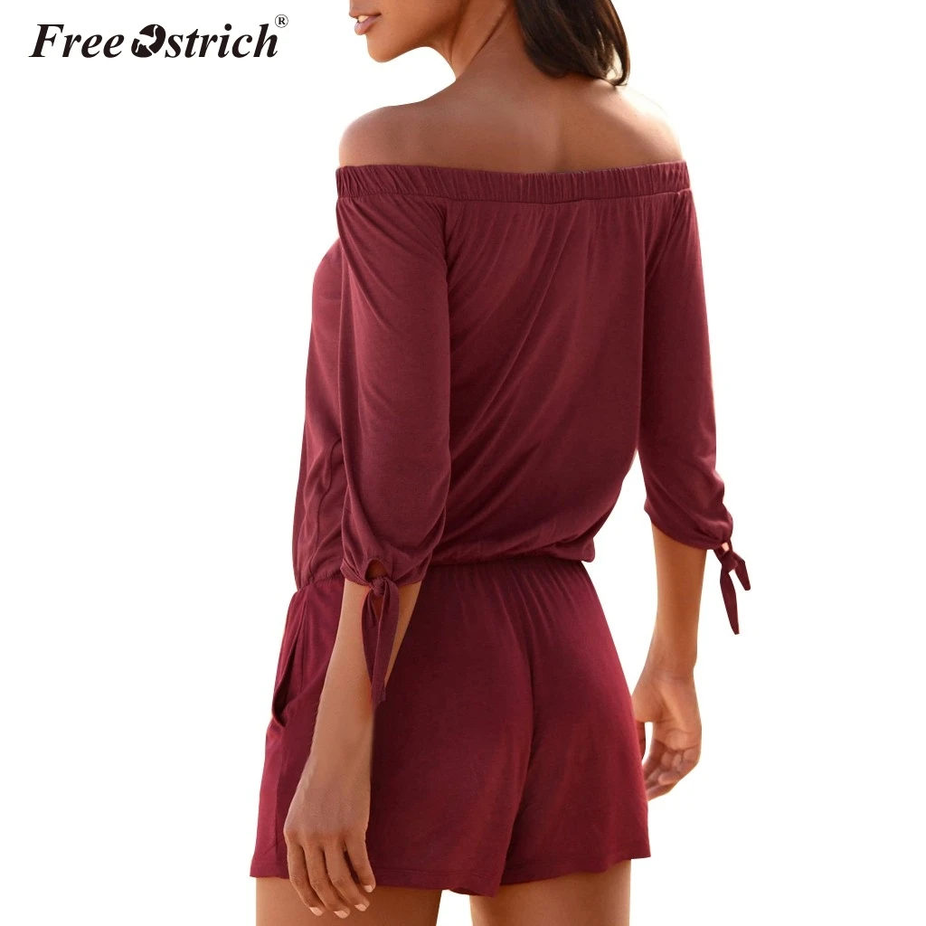 Free Ostrich Sexy Transparent Playsuit Summer Overalls Slash Neck Solid Short Jumpsuit Long Sleeve Women Rompers N30 | Женская одежда