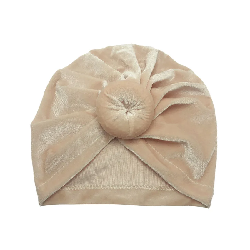 1pcs Solid Color Velvet Baby Hat Indian hat cotton cap baby girls kids turban headband Accessories For Children | Детская одежда и