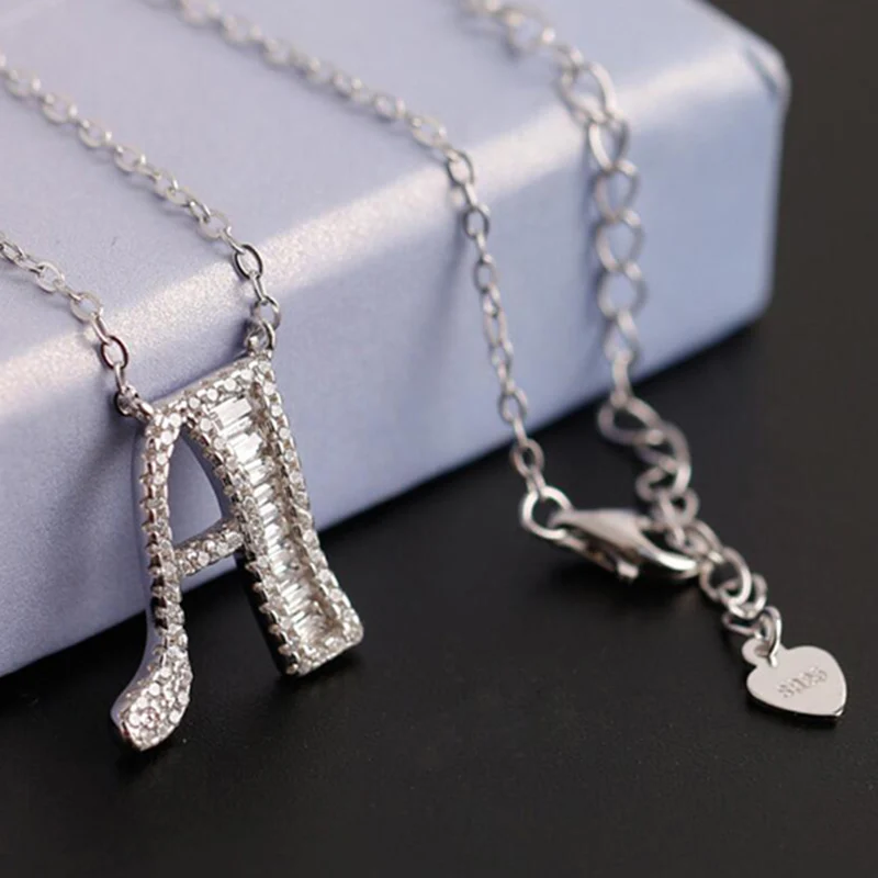 

Sinya 925 Sterling Silver English letter Necklace 26 English Alphabet Pendant with Chain for lover girls women Fine Jewelry Hot