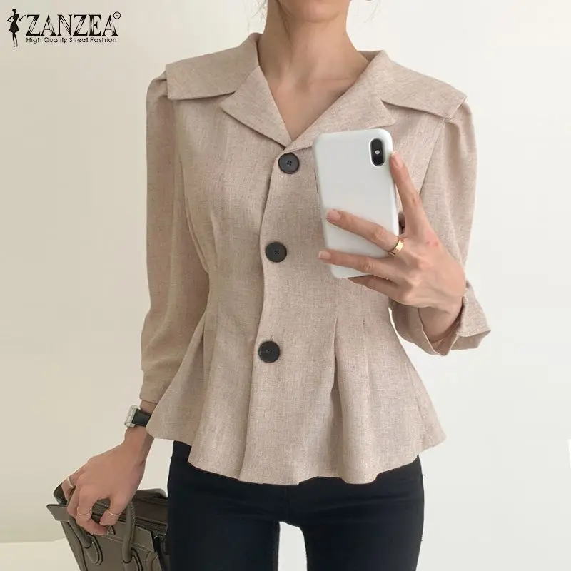 

Блузка женская с длинным рукавом и лацканами, осень 2021