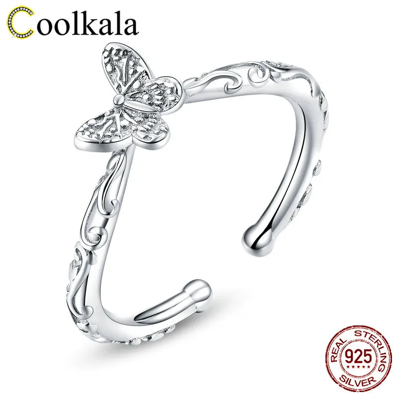 Кольцо бабочка Coolkala из чистого серебра с декоративным рисунком Люк бросить