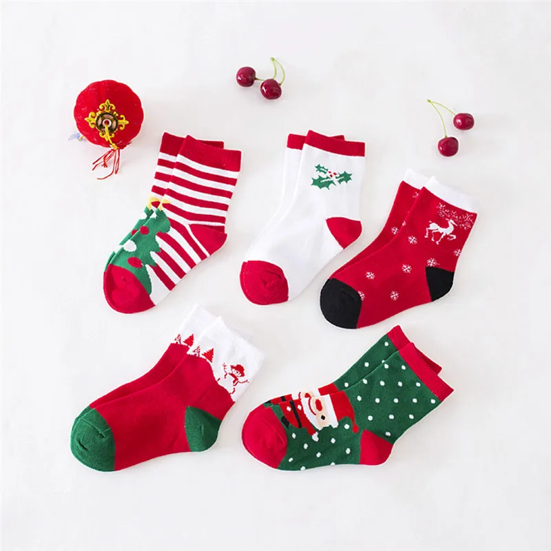 5 пар милых рождественских повседневных носков для маленьких детей милые носки
