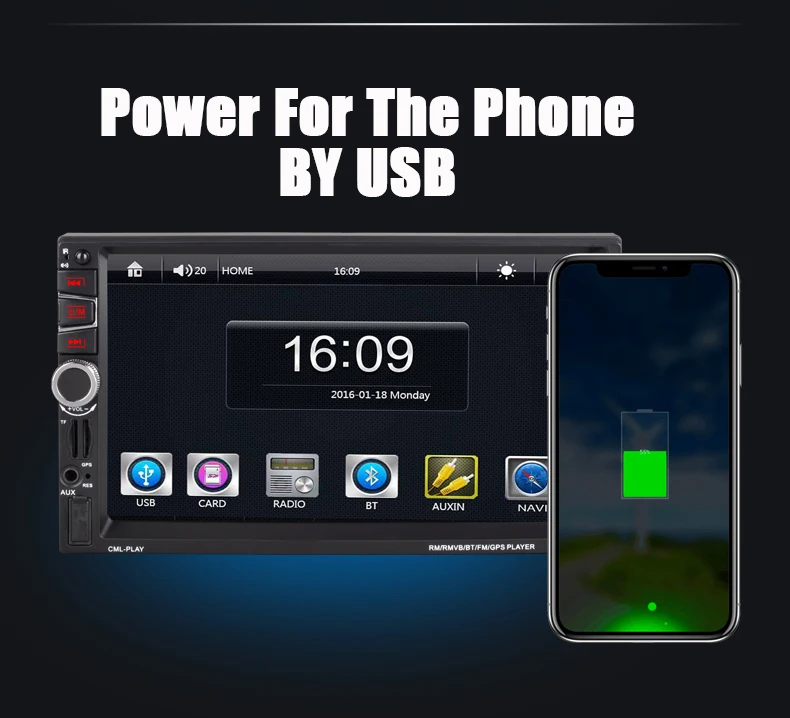 Автомобильный MP5 плеер 2 Din с GPS навигацией 7 дюймов HD Bluetooth стерео радио FM