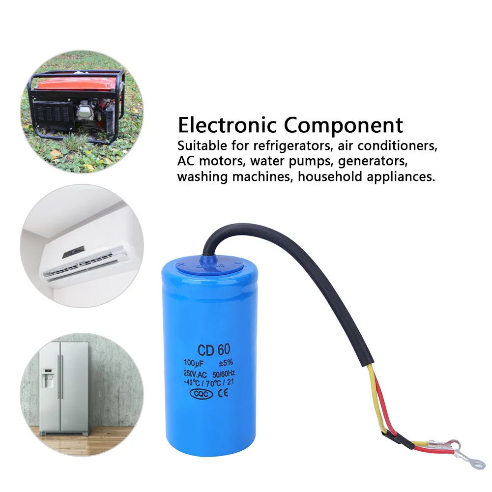 Конденсатор CD60 250 в 100/150/200/300/500/600 мкФ подходит для холодильников кондиционеры