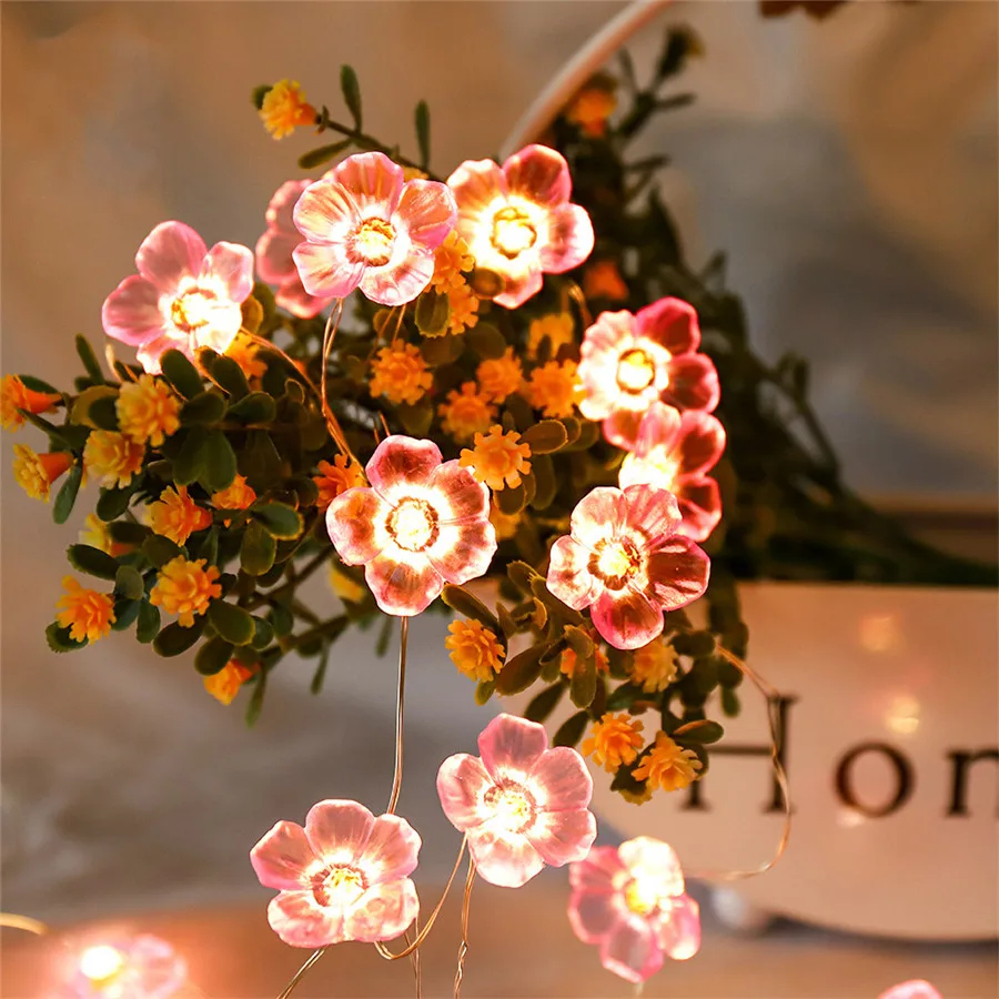 

2M/3M Copper String Light Peach Blossom Flower Waterproof Romantic Home Decoration for Party,Birthday,Holiday