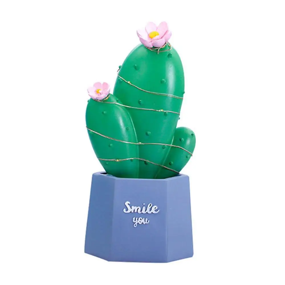 Светодиодная настольная лампа Ins в виде кактуса маленький ночник со звездами