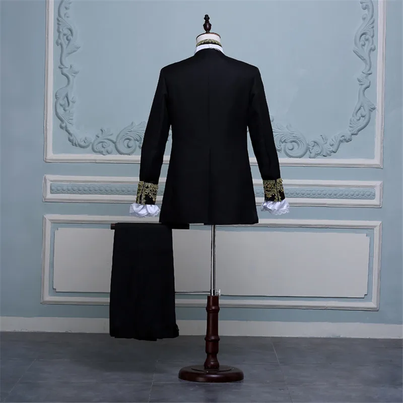 Мужской костюм для косплея выпускного банкета модный с золотой окантовкой в