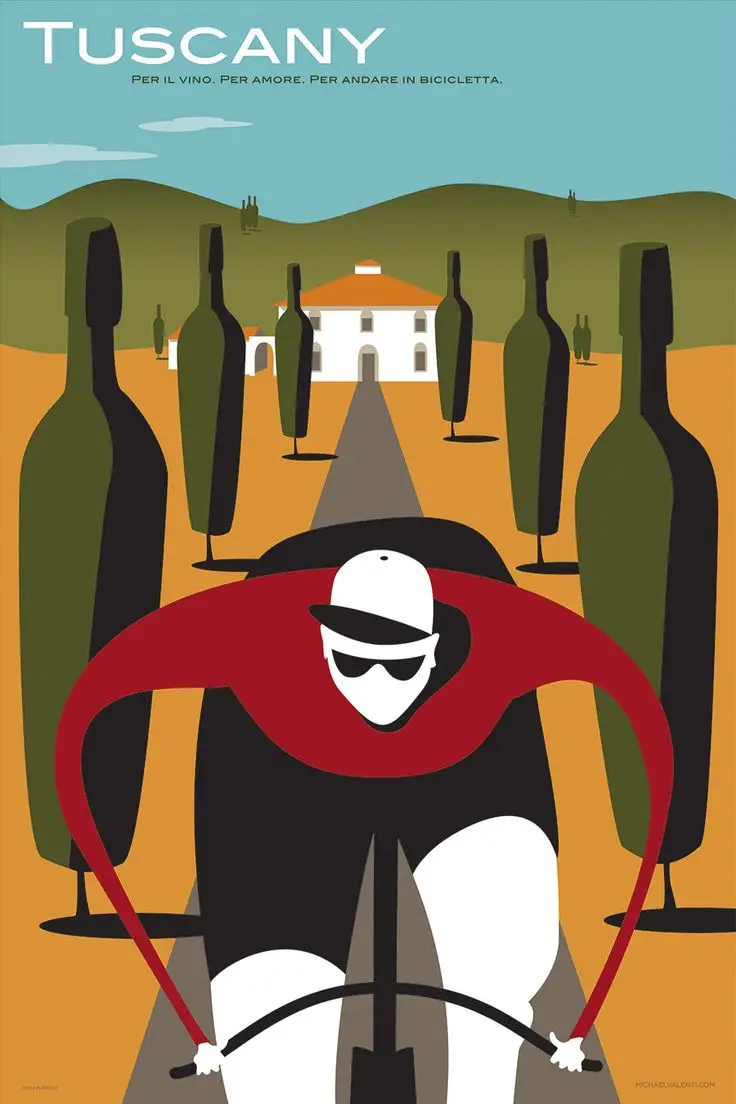 Тоскана велосипед горная дорога винтажные Строительные Декоративные Настенные