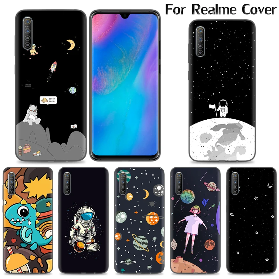 

Space Astronaut Case For Realme GT X XT X7 X50 Pro Cover Soft For Realme C3 C11 C12 C15 C20 C21 V3 V5 V11 V13 Phone Shell