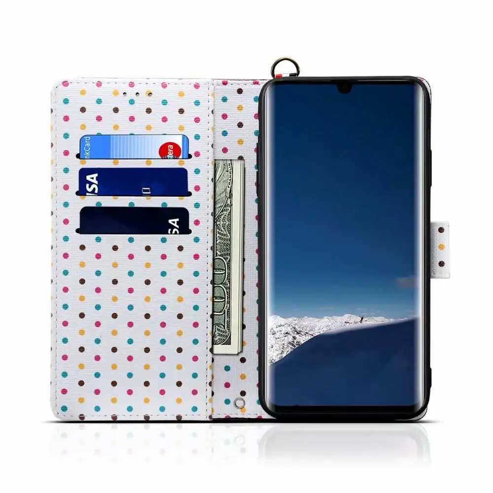 Кошелек BuzzLee из искусственной кожи для Huawei P30Lite P30Pro чехол в горошек карамельных