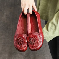 autumn winter new mother shoes women leather flat bottom soft non slip sets of feet fashion flowers womens shoes