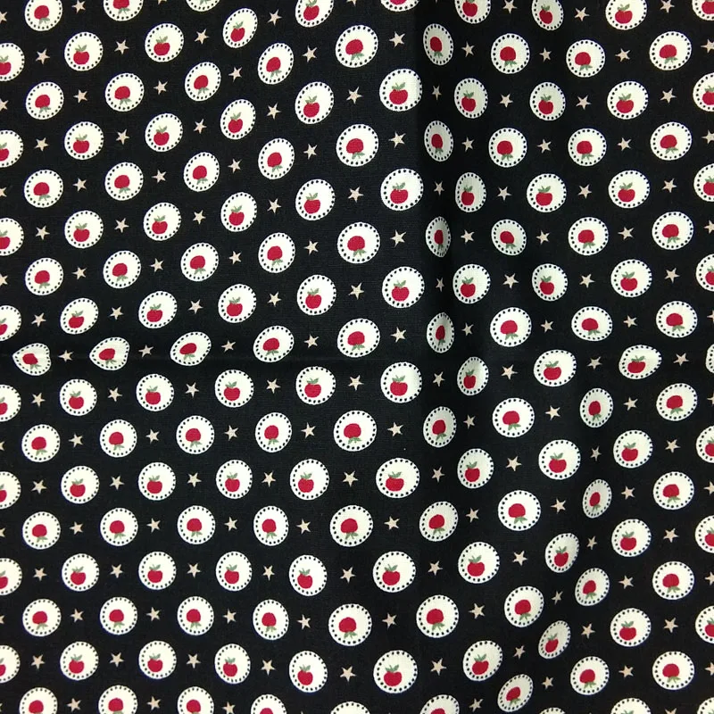 Хлопковый поплин в горошек с принтом APPLE домашний текстиль ткань для шитья 100%