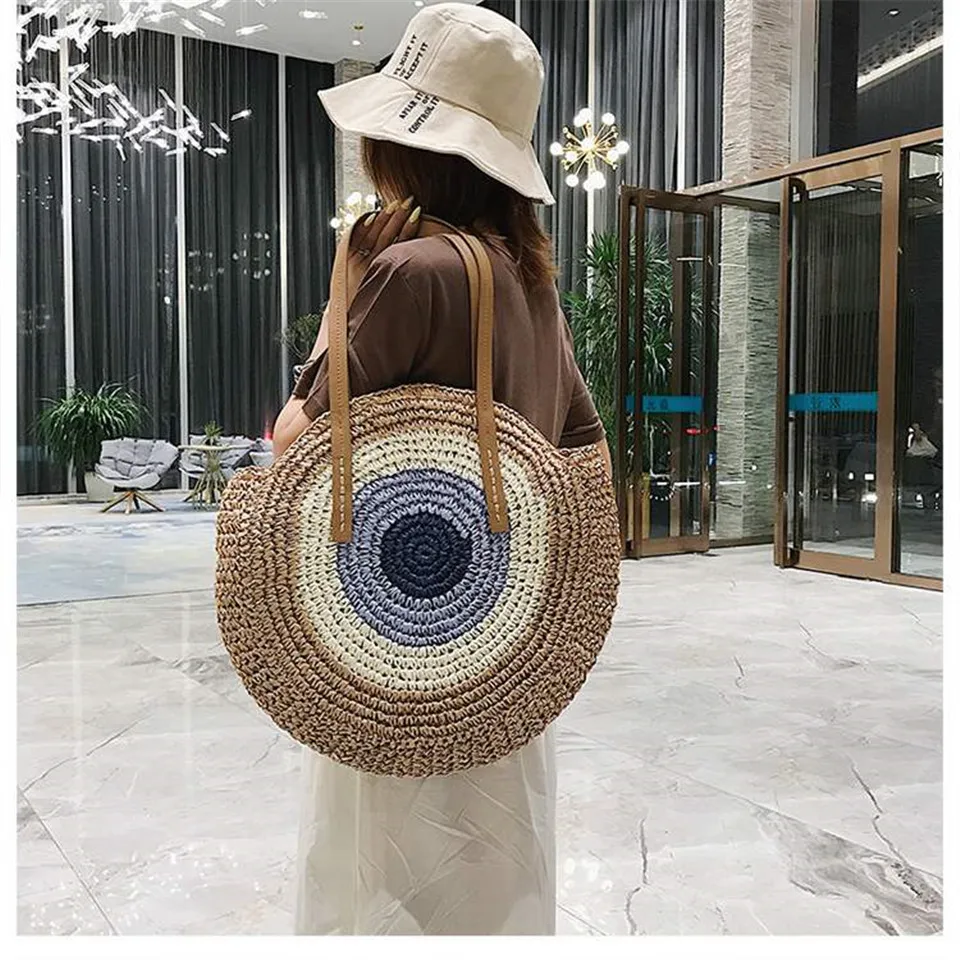 REALPERKY женские летние круглые соломенные сумки женские ручные тканые круглые пляжные сумки из ротанга Женская богемная сумочка в стиле Бали через плечо