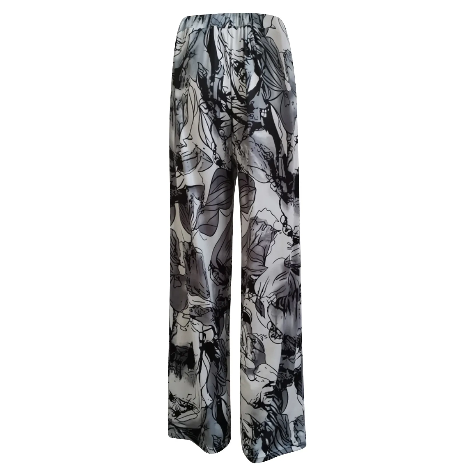 

New summer women's fashion thin wide-leg trousers can be worn at home loose printed trousers printed light and breathable 02*