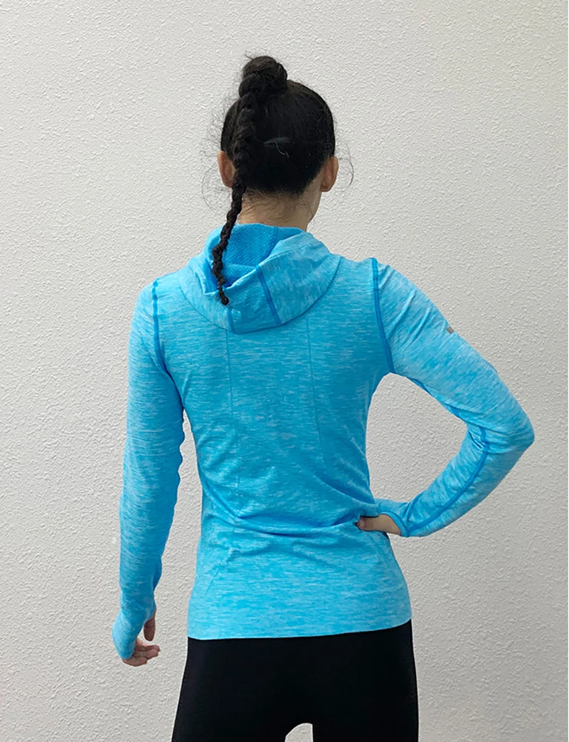 SALSPOR, Женская Спортивная одежда для бега, на молнии, с длинным рукавом, для йоги, фитнеса, топ, быстросохнущая, тонкая одежда для спортзала, осенняя женская спортивная куртка с капюшоном
