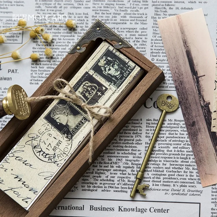 

Journamm 30pcs/box Vintage Retro Style Clock Newspaper Map Bookmarks for Novelty Book Reading Maker Page Creative Paper Bookmark