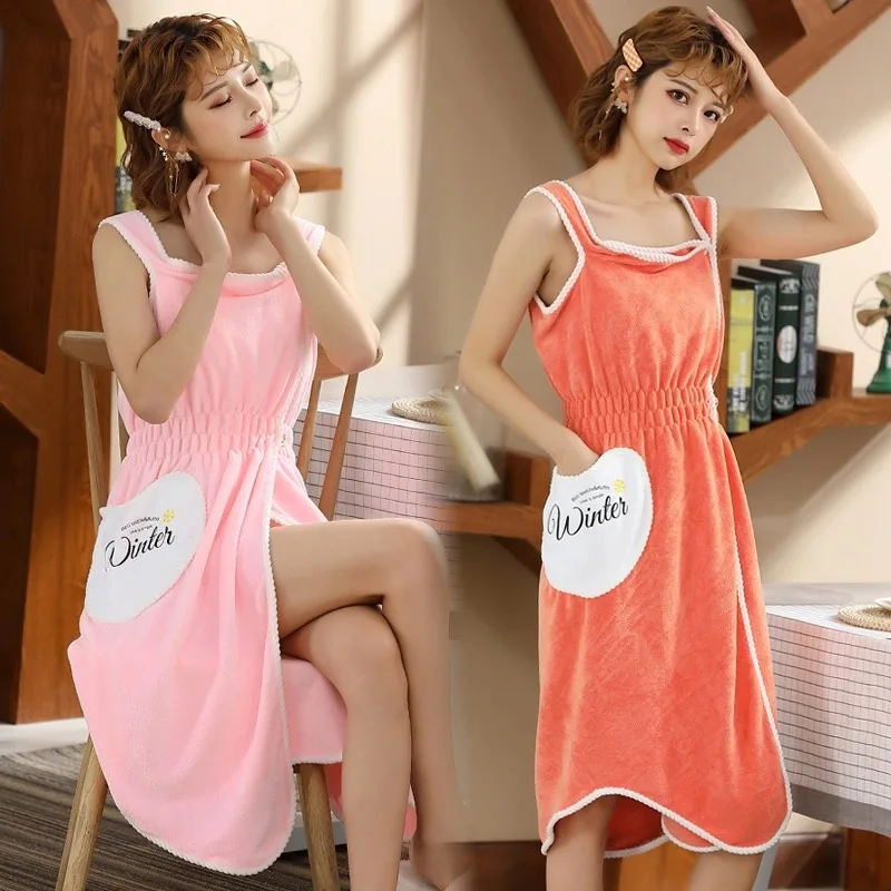 

Household Wearable Bathrobes Womenâ€™s Microfiber Soft And Skin-Friendly Absorbent Bath Towels Home Textiles Bathroom Sauna Towels