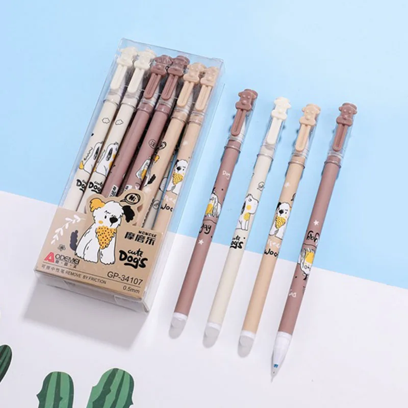 

60 шт./лот мультяшная собака стираемая гелевая ручка милые 0,5 мм синие чернила нейтральные ручки рекламный подарок канцелярские принадлежно...