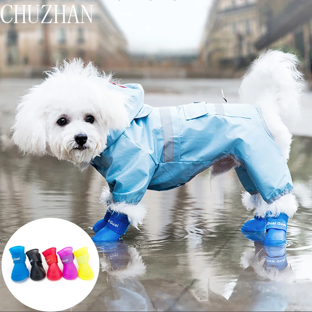 

Pet Dog Rainshoes Waterproof Silicone Dog Shoes Anti-skid Boots For Small Medium Large Dogs Cats Rainy Days Appear Pet Products