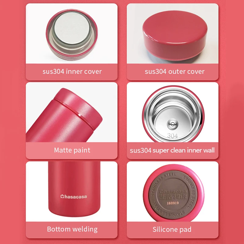 

Hasacasa Mini Thermos Ladies Portable Small Water Cup Super Ligh Tvacuum Insulated Flask 200/300ml MugBottle