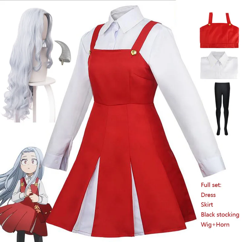 Boku no My Hero Academia Season4 Eri, disfraz de Anime, uniforme, vestido, disfraz de Halloween, peluca, cuerno, calcetines
