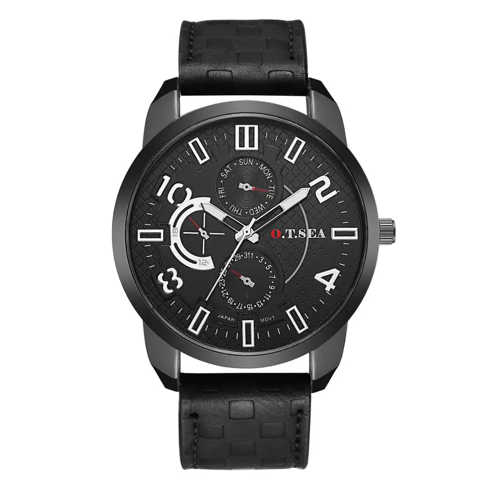 Лидер продаж O. T. SEA Топ бренд из искусственной кожи Мужские часы военные Бизнес