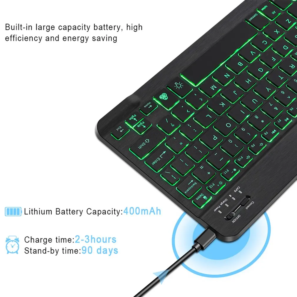 

Mini Wireless Keyboard And Mouse RGB Bluetooth Keyboard Mouse Set Backlight Russian Keyboard For Computer Phone Tablet PC Ipad