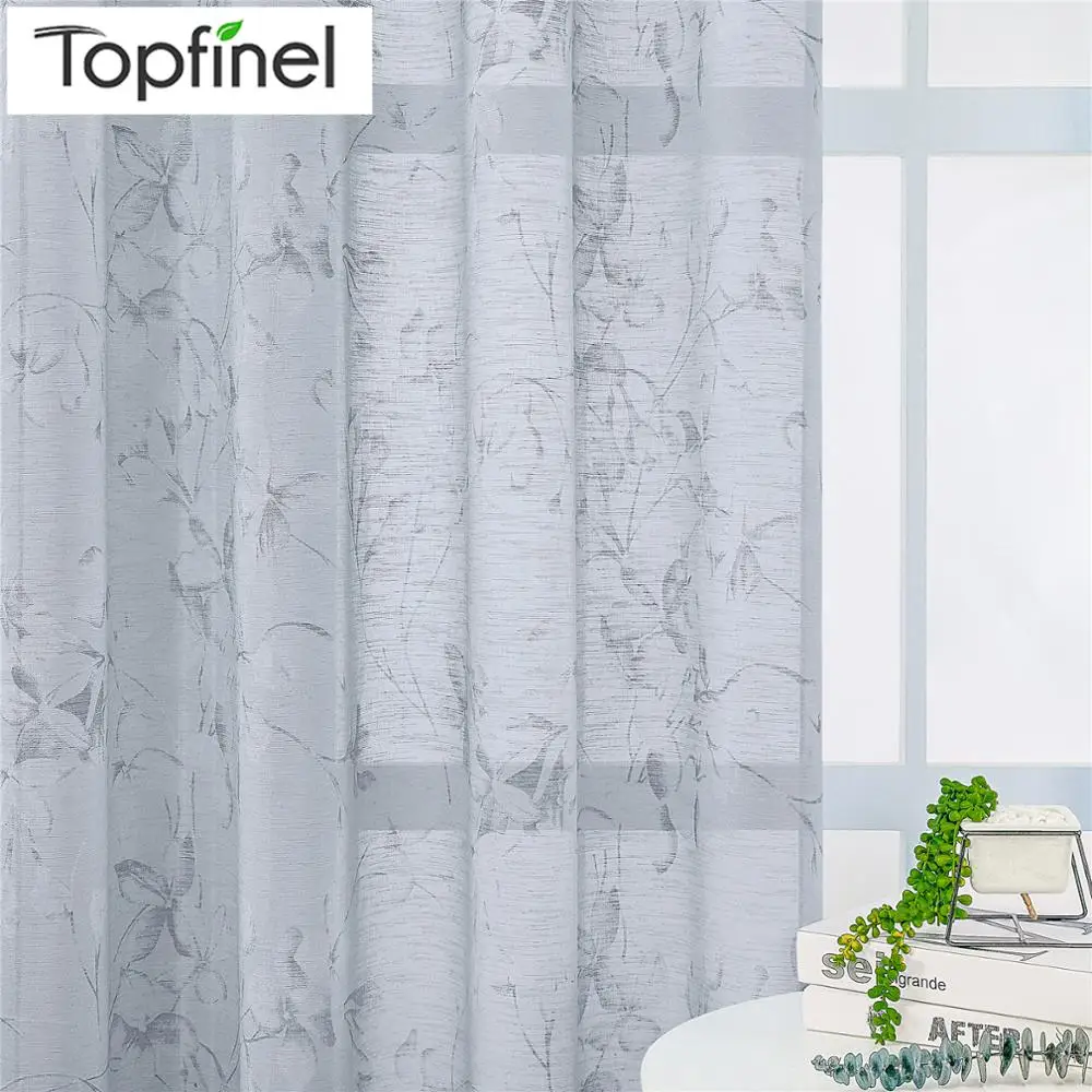 

Topfinel Sheer Curtain with Lily Floral For Living Room Bedroom Kitchen Luxury Flowers Tulle Window Treatment Drapes Home Decor