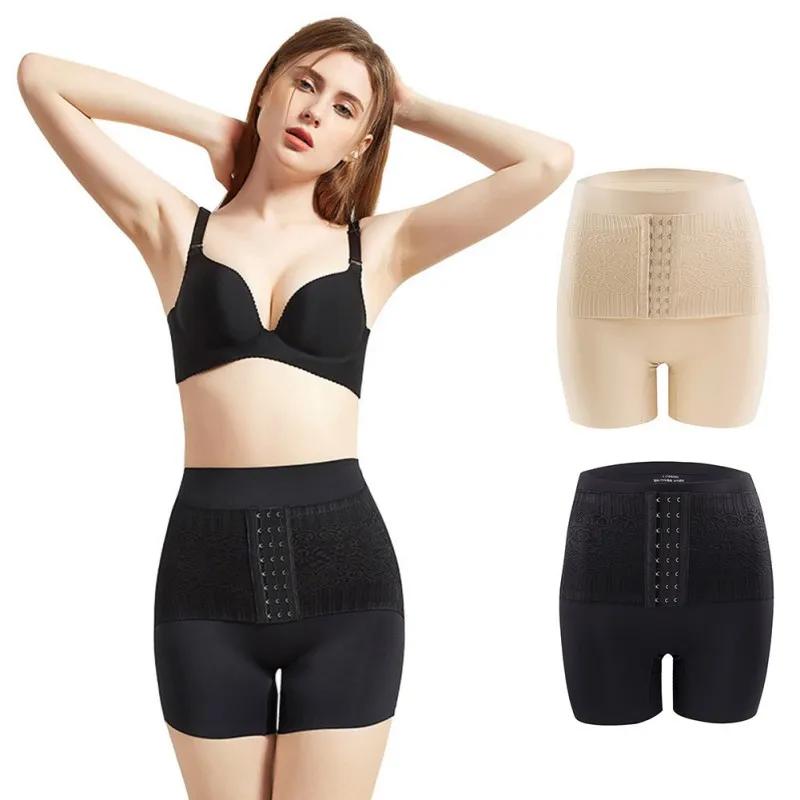 

Ladies Breasted Breathable Thin Section High Waist Seamless Shapers Hip Lifting Girdle Safety Abdomen Underwear 2021