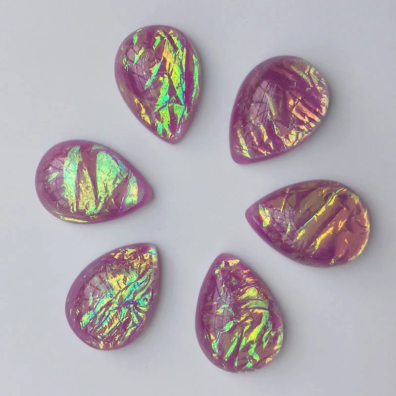

High Quality 100 Pieces/lot 13x18mm Purple Color Tea Drop Shape Resin Stone Flat Back beads Jewelry Finding Resin Beads