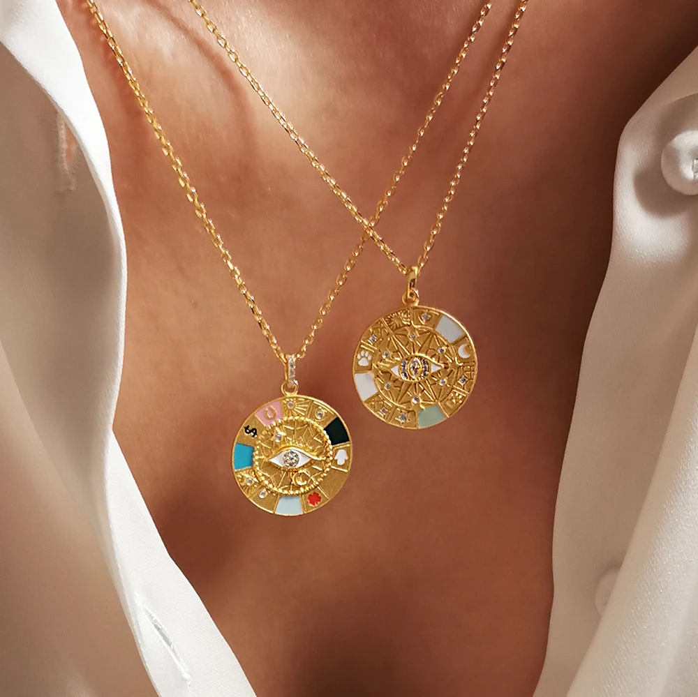 Juya ручная работа 18K позолоченные эмалевые греческие сглаза амулеты для DIY