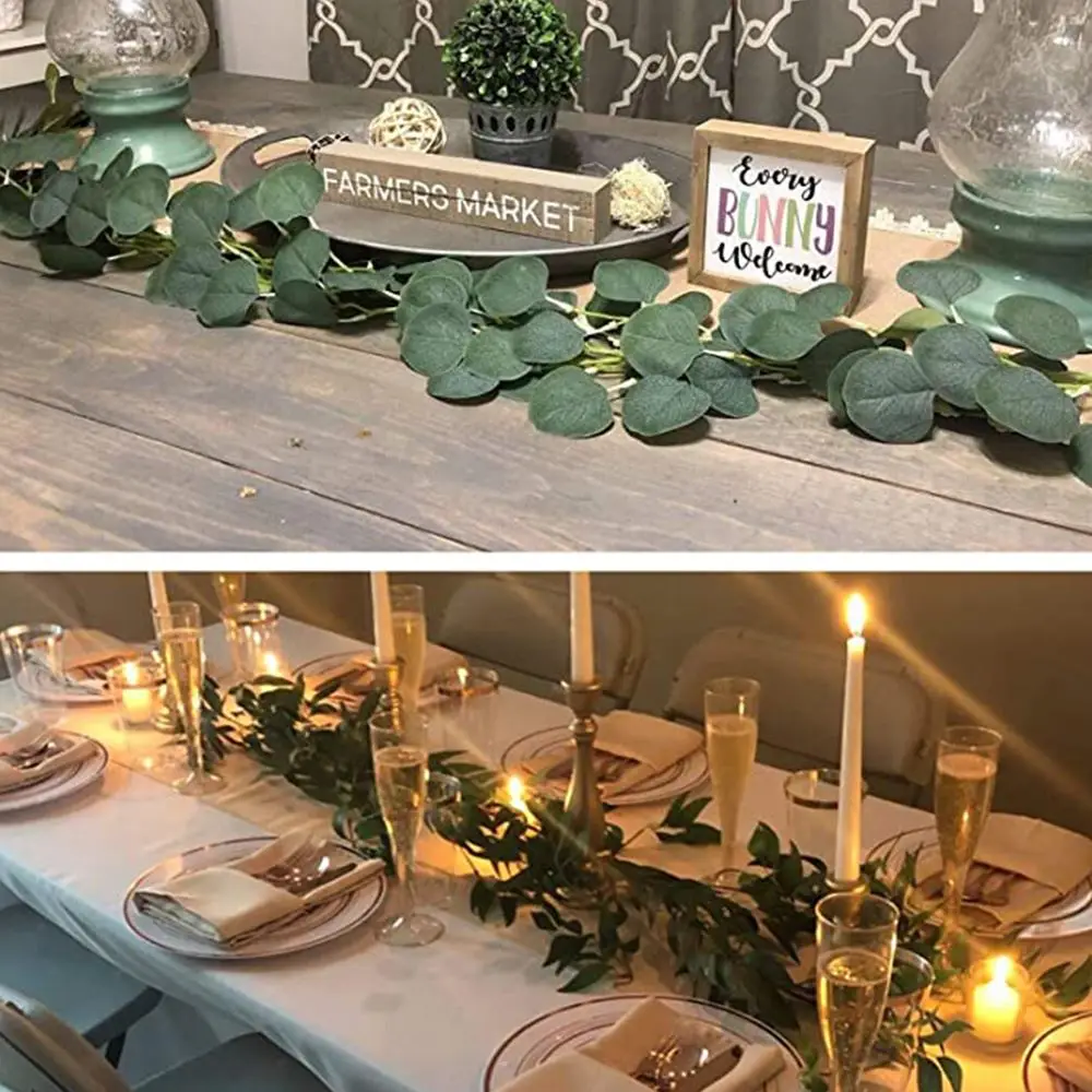 2M Artificial Green Eucalyptus Garland Leaves Vine Fake Vines Rattan Plants Ivy Wreath Garden Wall Decor For Wedding Party |