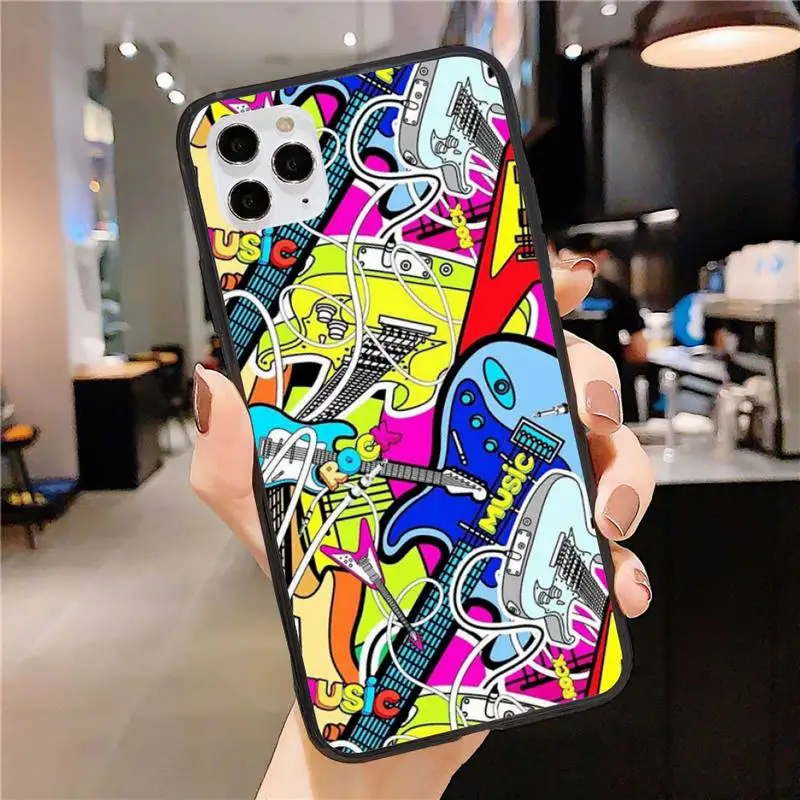 

Music Abstract Phone Case for iphone 11 12 Pro Max Black Cover Xs X XR 7 8 6 6S Plus 5 5S SE 2020 Fundas Coque Etui