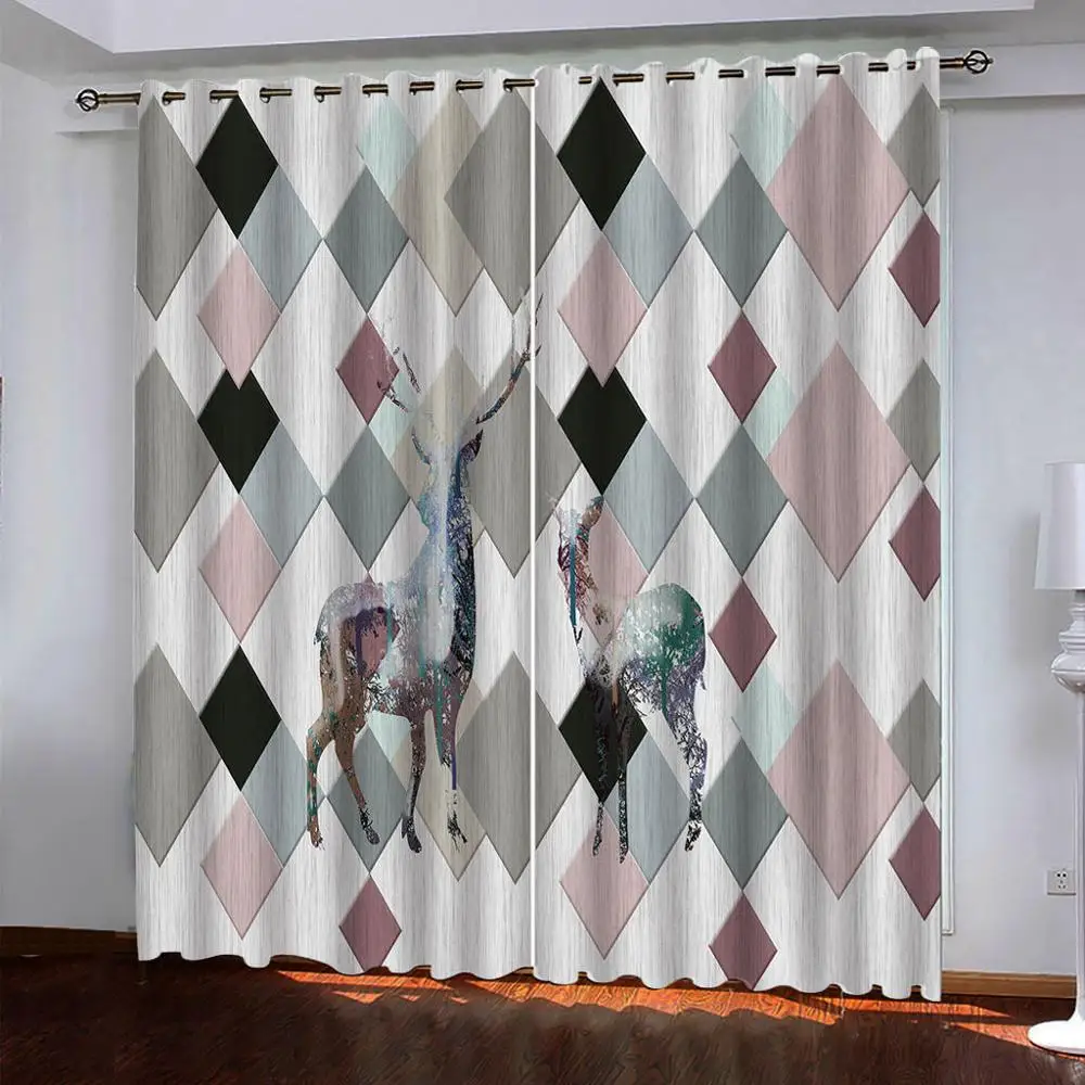 

Customize 3D Stereoscopic HD geometry 3D Blackout Window Curtains For Living Room office Bedroom