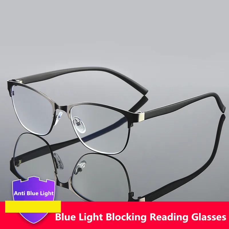 

Men Titanium alloy Reading Glasses Non spherical 12 Layer Coated lenses Retro Business Hyperopia Prescription Eyeglasses