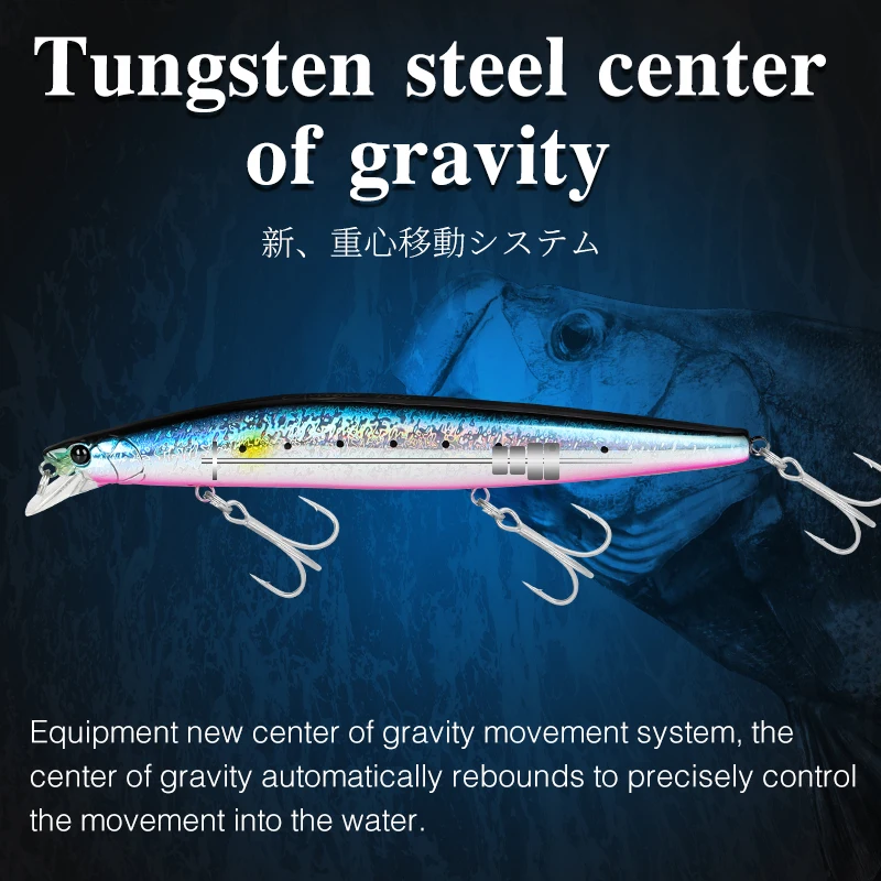 TSURINOYA Ultra Long Casting Floating Minnow STINGER DW115 140mm 24g Tungsten Weight Sea Bass Fishing Lure Saltwater Hard Bait