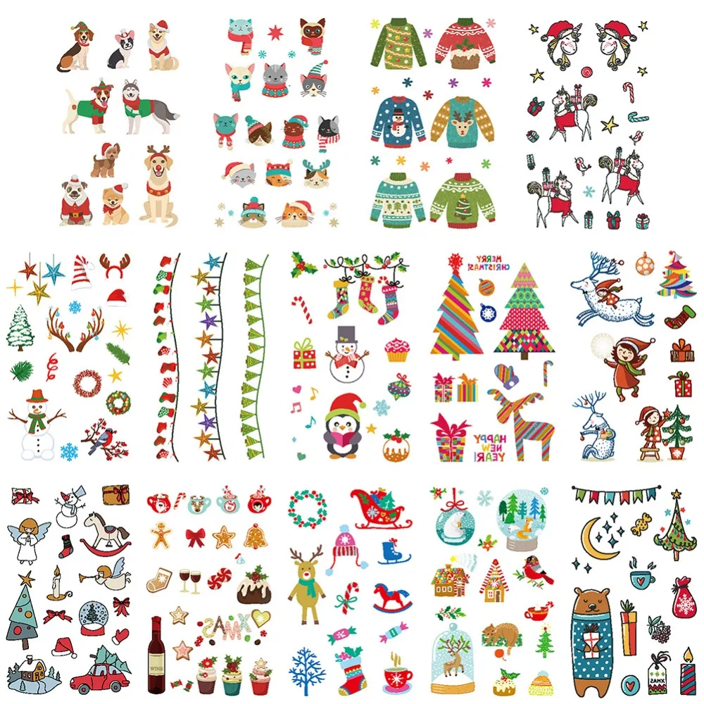 2 шт. Счастливого Рождества Рождественский дизайн флэш Временные татуировки