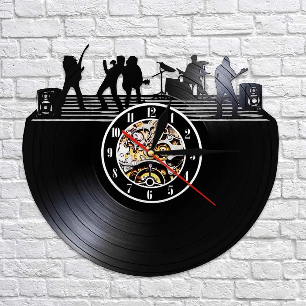 Рок-группа на сцене черно-белые настенные художественные винтажные виниловые