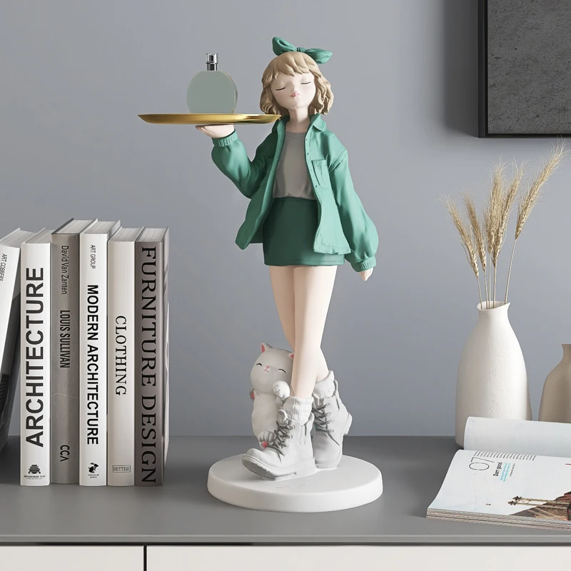 

Girl Entrance Hallway Key Ornaments Gathering Living Room Wine Cabinet Tray Home Decorations Housewarming Gifts