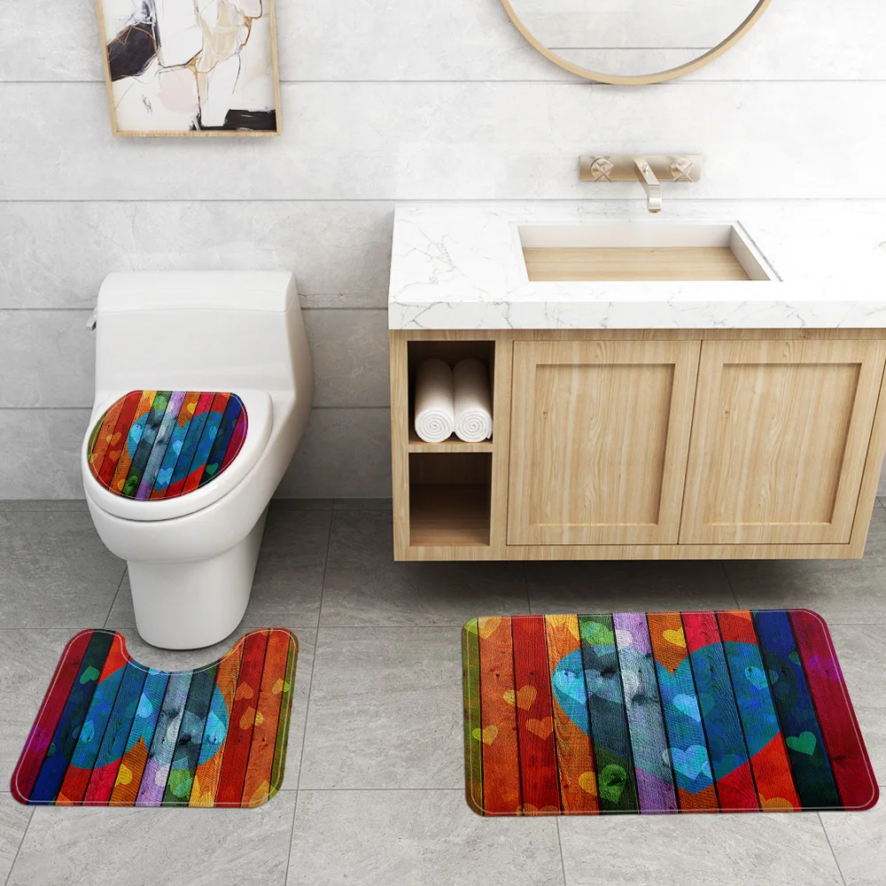 С рисунком в виде надписи &quotлюбовь&quot под дерево Ванная комната Шторы комплект