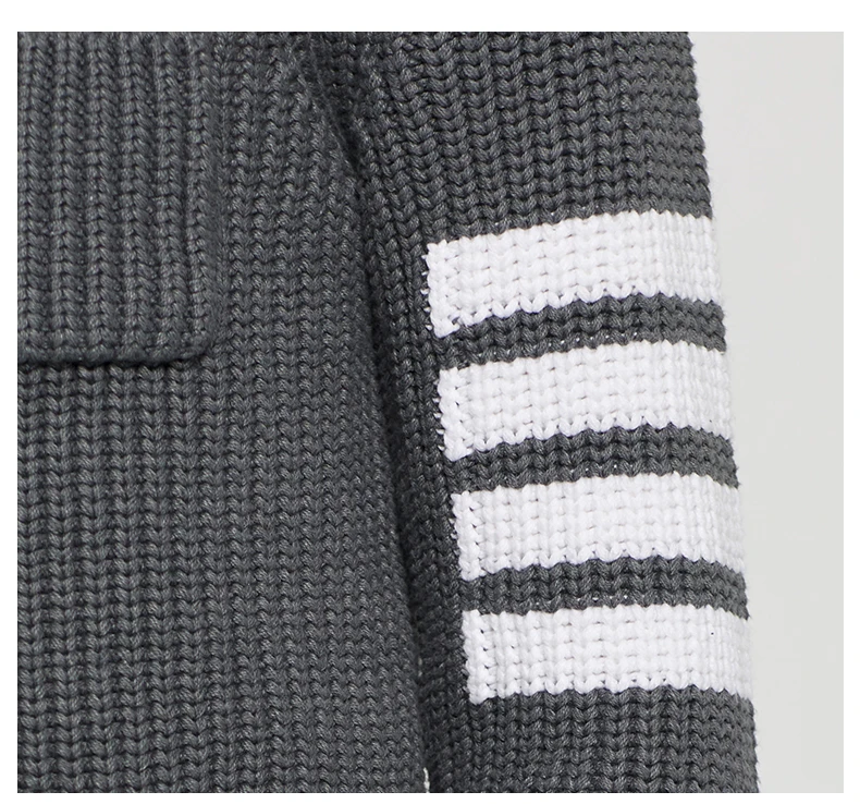 

2021 TB THOM Fashion Brand Sweater Men Turn Down Collar Cardigans Clothing Striped Wool Cotton Solid Thick Winter Casual Coat