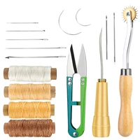 lmdz leather sewing kit waxed thread leather stitching awl leather needle tracing wheel scissor for leather sewing craft diy