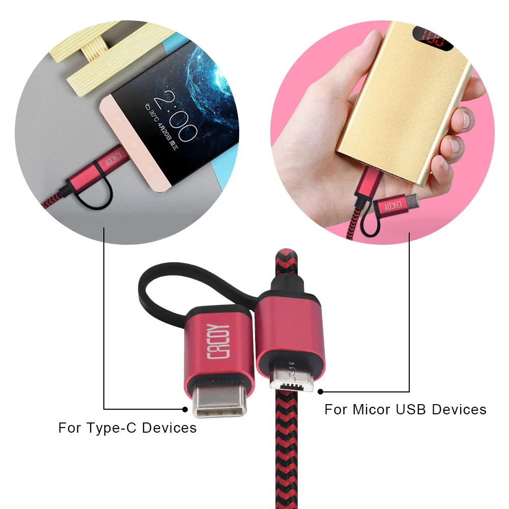 Кабель Micro USB Type C 6 фута для Samsung Galaxy Note 9 S9 кабель 2 в 1 быстрой зарядки Redmi 7 |