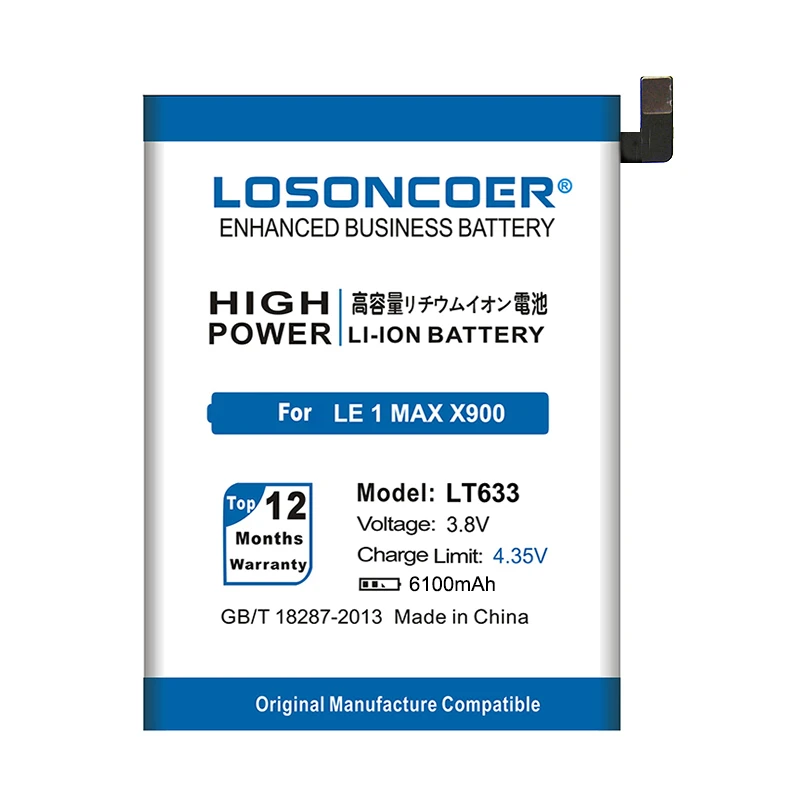 LOSONCOER 6100 мАч LT633 Высококачественный аккумулятор для LeEco Letv Le 1 Max X900 One