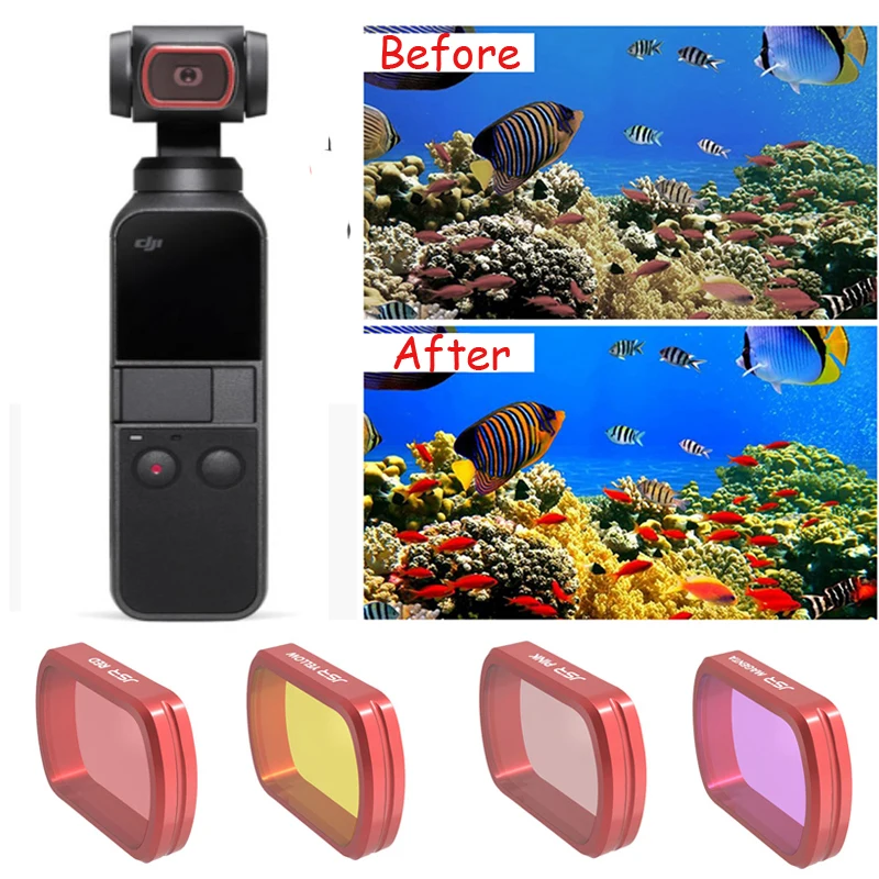 4 в 1 фильтр для дайвинга красный/розовый/пурпурный/желтый объектива DJI Osmo Pocket Vlog