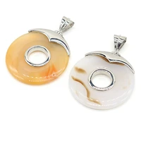 natural stone round pendant fashion big hole agates pendant charms for making diy jewelry necklace accessories 45x45mm