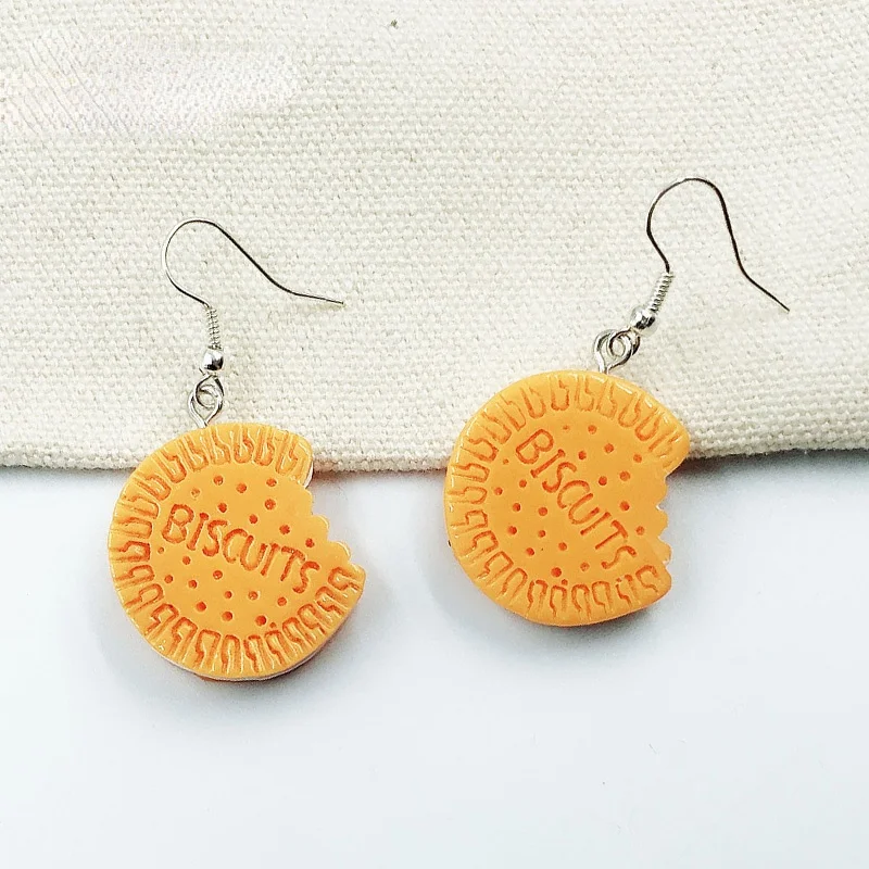 

For Women Girls Fashion Lovely Food Dangle Earrings Wholesale Creative Funny Emulational Milk Chocolate Biscuits Drop Earrings